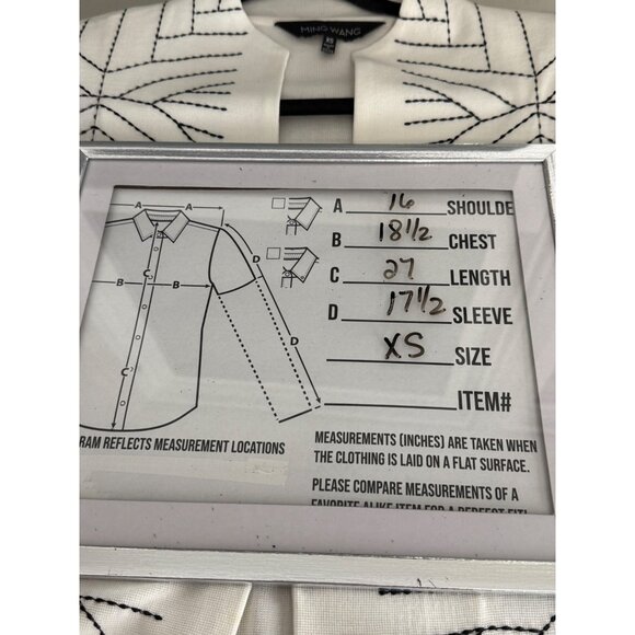 Ming Wang Womens XS Open Front Geometric Cardigan Jacket Knit White &‎ Black - Picture 5 of 5